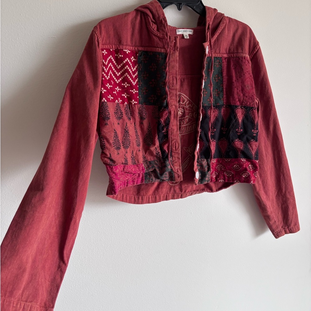 Earthbound Red Patchwork Jean Jacket - image 1